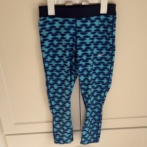 Nike Teal and Navy Patterned Leggings